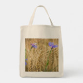 Tote Bag Champ de blé d'été avec fleurs bleues (Dos)
