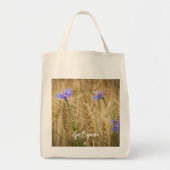 Tote Bag Champ de blé d'été avec fleurs bleues (Devant)