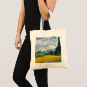 Tote Bag Champ de blé Van Gogh avec Cyprès. Impressionnisme (Devant (produit))