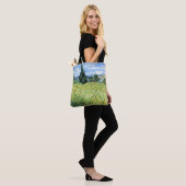 Tote Bag Champ de blé vert avec cyprès, (Sur le modèle)