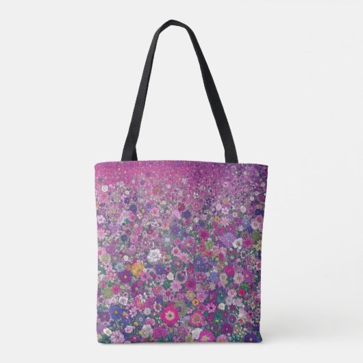 Tote Bag Champ de fleurs sauvages roses et violettes (Dos)