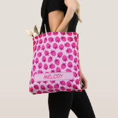 Tote Bag champ de fraise rose été nature fruit initial (De près)