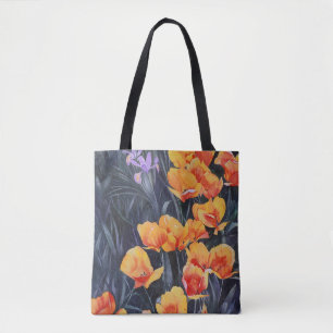Tote Bag Champ de pavot Peinture impressionniste colorée