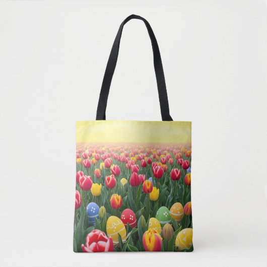 Tote Bag Champ de tulipes de Pâques vibrant  (Devant)
