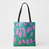 Tote Bag Champ de tulipes roses, Fleurs de printemps peintu (Devant)