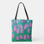 Tote Bag Champ de tulipes roses, Fleurs de printemps peintu (Dos)