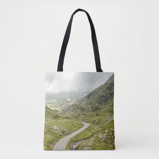 TOTE BAG CHAMP ET MONTAGNE VERTS (Devant)