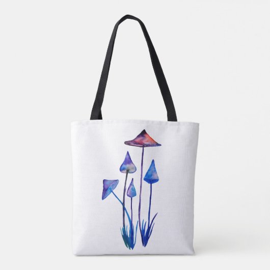 Tote Bag Champignons Aquarelle Art Insigne rond (Dos)