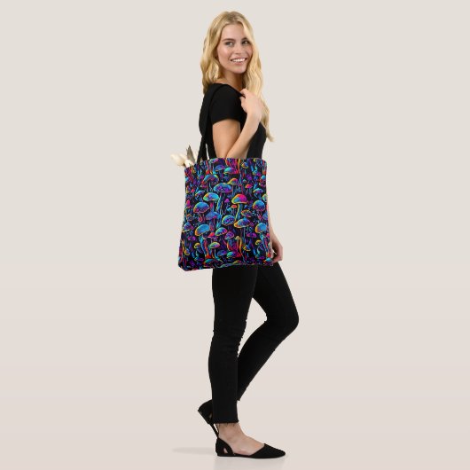 Tote Bag Champignons bioluminescents rétro (Sur le modèle)
