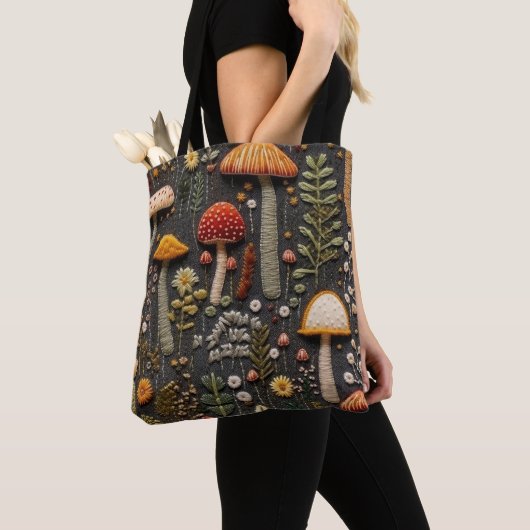 Tote Bag Champignons brodés (De près)