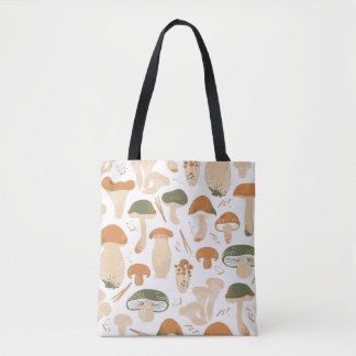 Tote Bag Champignons comestibles Linocut Motif Vintage