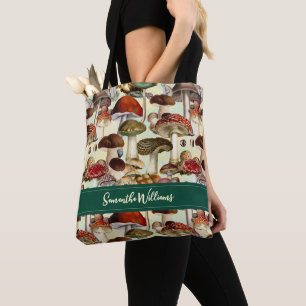 Tote Bag Champignons de champignons mignons rouge blanc mot