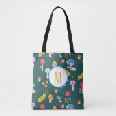 Tote Bag Champignons de Forêt Whimsical | Monogramme (Devant)