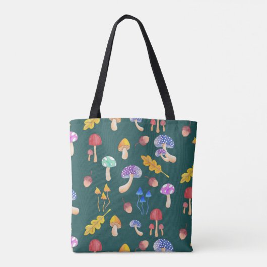 Tote Bag Champignons de Forêt Whimsical | Monogramme (Dos)