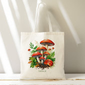 Tote Bag Champignons de la forêt sauvage nom personnalisé