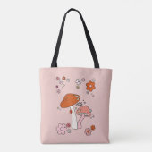 Tote Bag Champignons Et Fleurs Pêchent Art Retro les années (Dos)