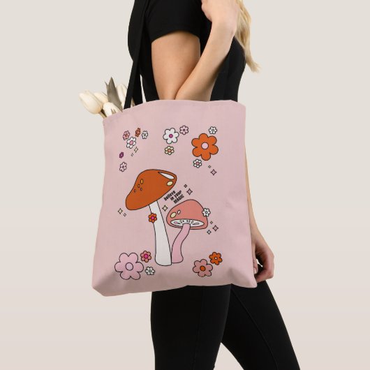 Tote Bag Champignons Et Fleurs Pêchent Art Retro les années (De près)