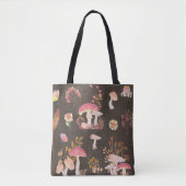 Tote Bag Champignons et fleurs sauvages (Devant)