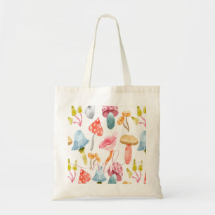 Tote Bag Champignons pastel à l'aquarelle