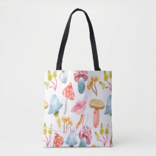 Tote Bag Champignons Pastel Aquarelle
