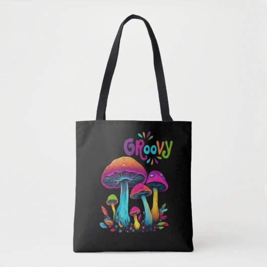 Tote Bag Champignons psychédéliques colorés (Devant)