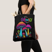 Tote Bag Champignons psychédéliques colorés (De près)