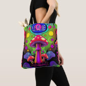 Tote Bag Champignons Rétro Colorés Vibrants Psychedéliques (De près)
