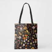Tote Bag Champignons sauvages sur le noir (Devant)