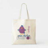 Tote Bag Champion de poule bleu et pourpre (Dos)