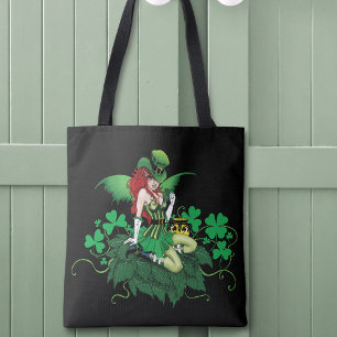 Tote Bag Chance Trèfle Vert Fée Rouge Cheveux Shamrock