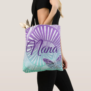 Tote Bag Changement de nom Grand-mère Purple Swirl & Butfly