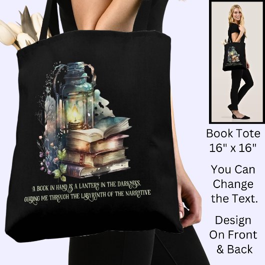 Tote Bag Changer de texte, Livres gothiques & Lanterne, Cit