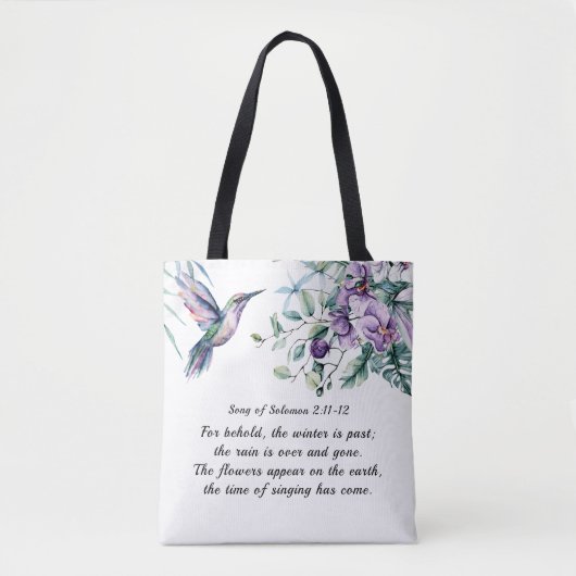 Tote Bag Chanson de Salomon 2:11-12 Bible des fleurs de col (Devant)