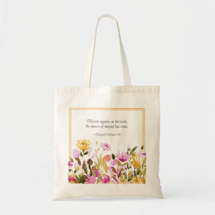 Tote Bag Chanson de Salomon 2:12 Des fleurs apparaissent su