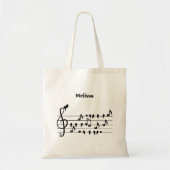 Tote Bag Chanson d'oiseau agissant comme notes musicales, p (Devant)