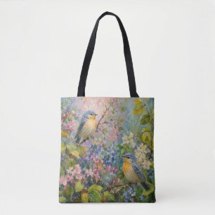 Tote Bag Chants d'oiseaux parmi les fleurs