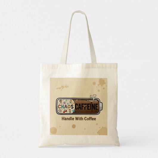 Tote Bag Chaos & Caffeine Funny Parenting Mom Life Coffee (Dos)
