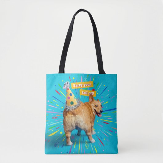 Tote Bag Chapeau d'anniversaire Corgi Butt (Devant)