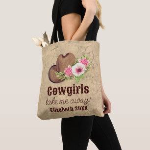Tote Bag Chapeau de Cowboy en Aquarelle Western Personnalis