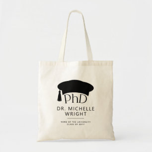 Tote Bag Chapeau de doctorat personnalisé pour la remise de