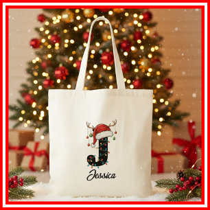 Tote Bag Chapeau de Santa en bois de cerf de Noël de famill