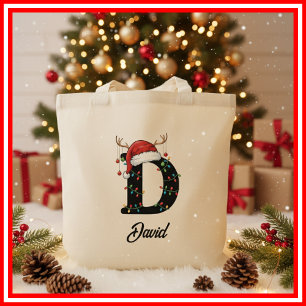 Tote Bag Chapeau de Santa en bois de cerf de Noël de famill