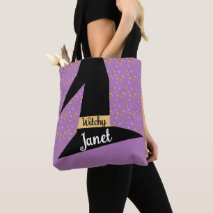 Tote Bag Chapeau de Sorcière Confettis Nom de Sorcière