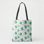 Tote Bag Chapeaux verts dorés de luxe et trèfles blancs (Devant)