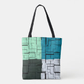 Tote Bag Charbon blanc Turquoise vert Aqua bleu Motif moder (Dos)