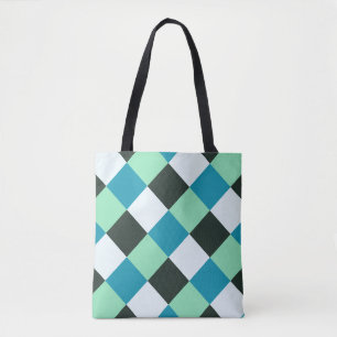 Tote Bag Charbon Blanc Turquoise Vert bleu Aqua Turquoise P