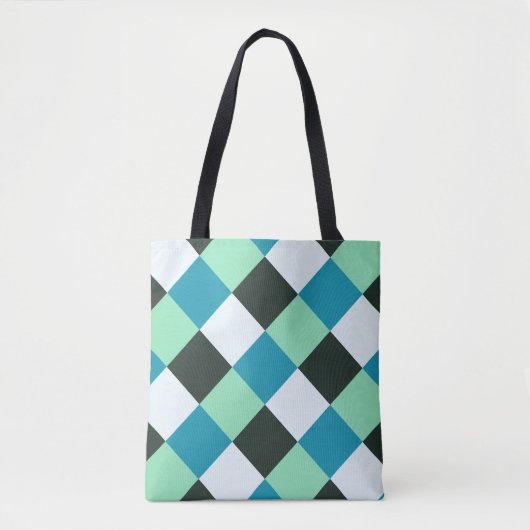 Tote Bag Charbon Blanc Turquoise Vert bleu Aqua Turquoise P (Devant)