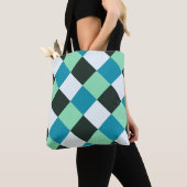 Tote Bag Charbon Blanc Turquoise Vert bleu Aqua Turquoise P (De près)