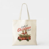 Tote Bag Charges de lapins de Noël en Camion Rouge (Dos)