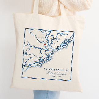 Tote Bag Charleston Caroline du Sud Mariage bleu marine